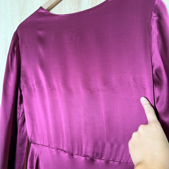 Amanda Uprichard Long‎ Sleeve Silk Roma Midi Dress Aubergine Size Medium *FLAWED - Picture 5 of 6